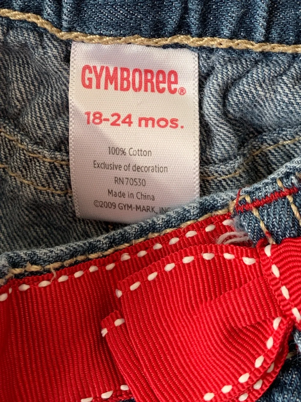2009 Gymboree Poppy Love Boston Terrier Puppy Dog Embroidered Denim Skirt 18-24M